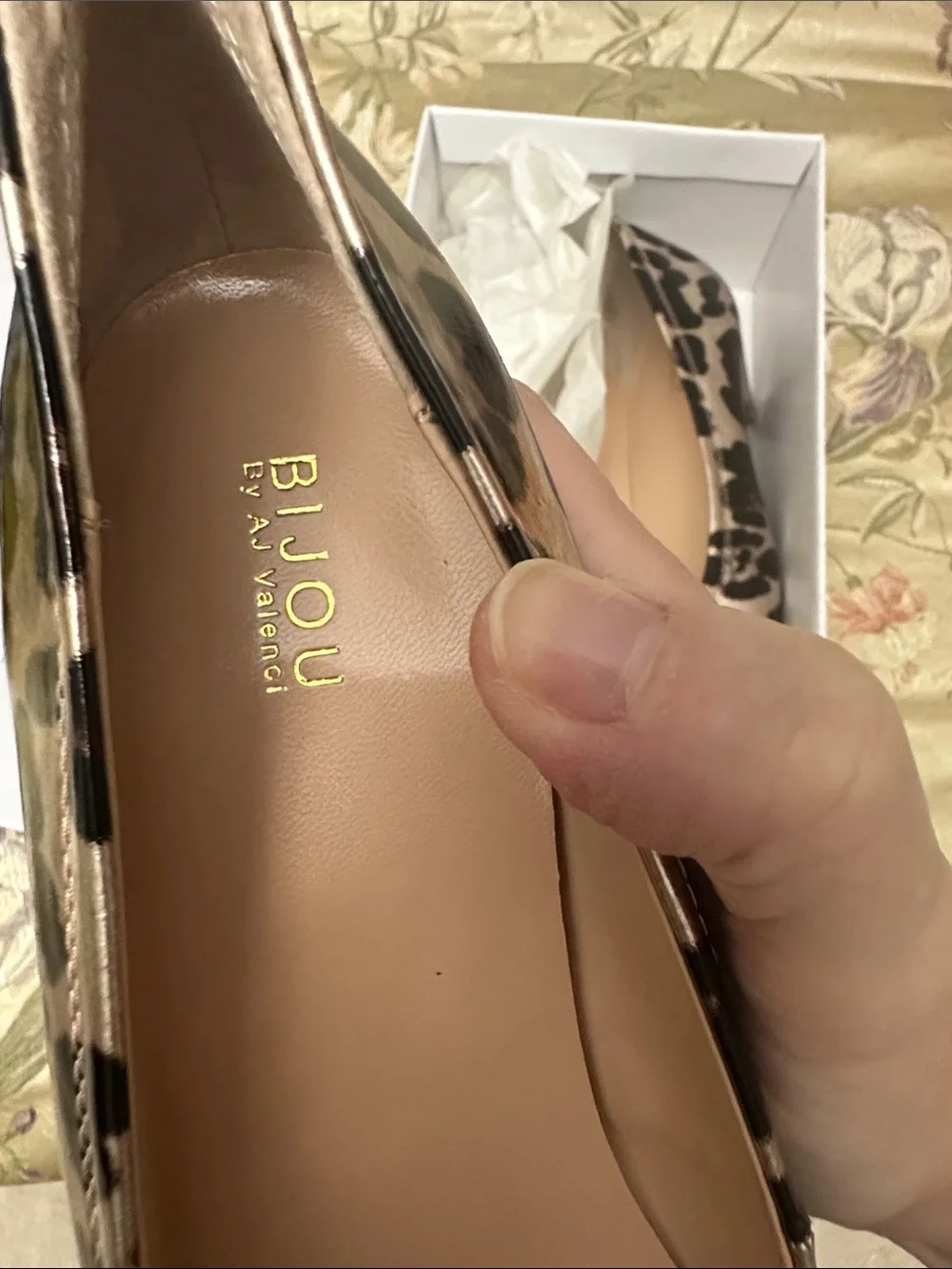 Bijou Leopard-Print Metallic Ballet Flats in Rose Gold and Black